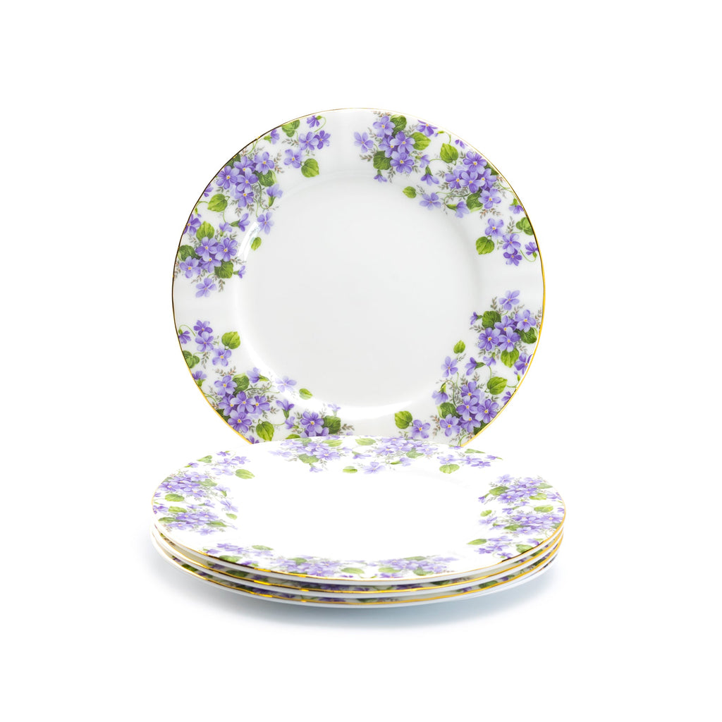 7.5" Violet Flower Bone China Dessert Plate