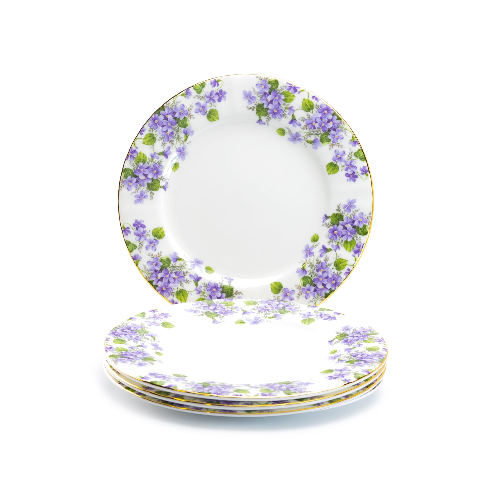 7.5" Violet Flower Bone China Dessert Plate