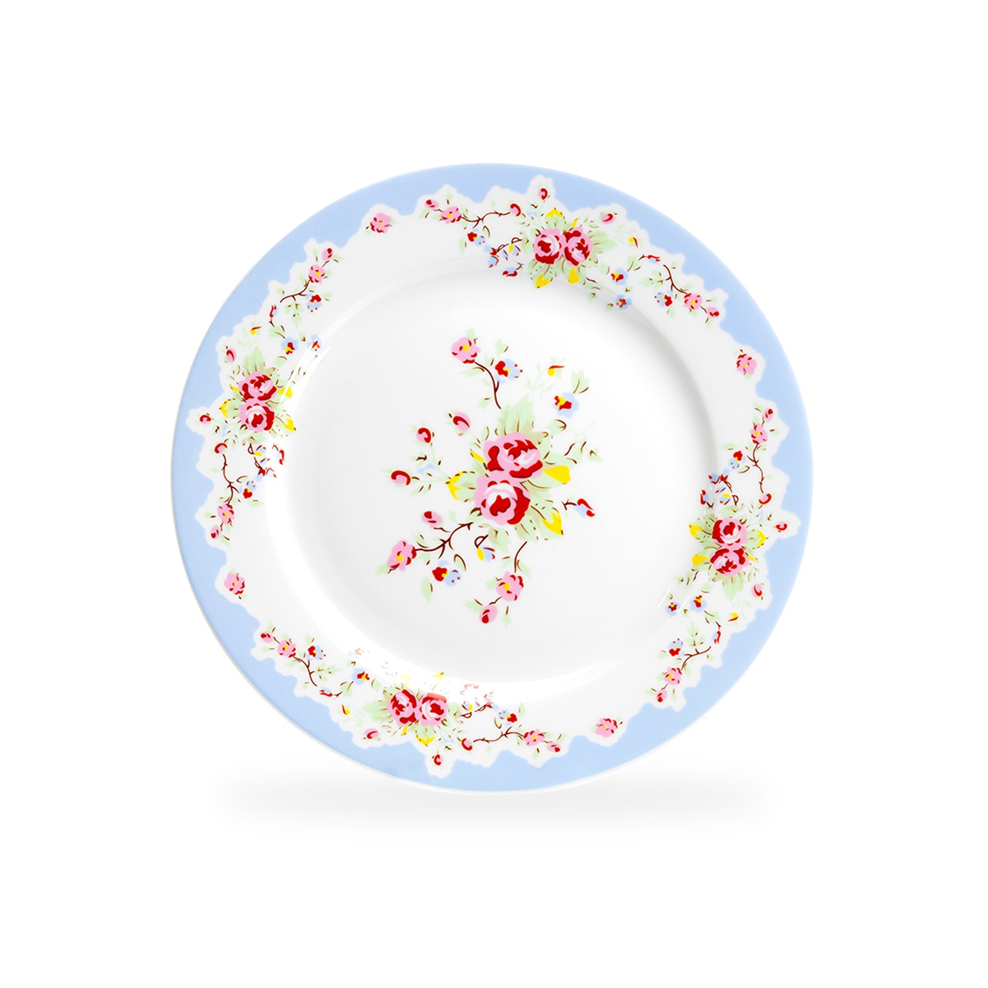 Rose with Blue Accent Fine Porcelain 11-Piece Tea Set