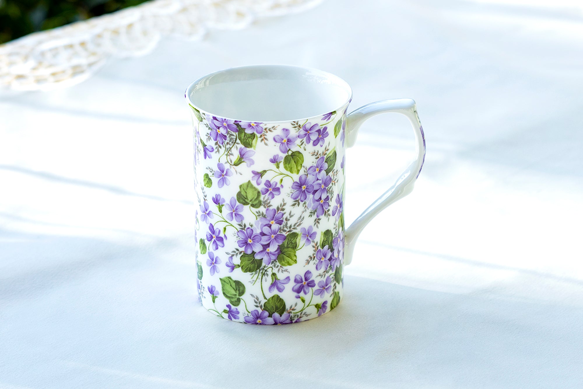 Violet Flower Bone China Mug