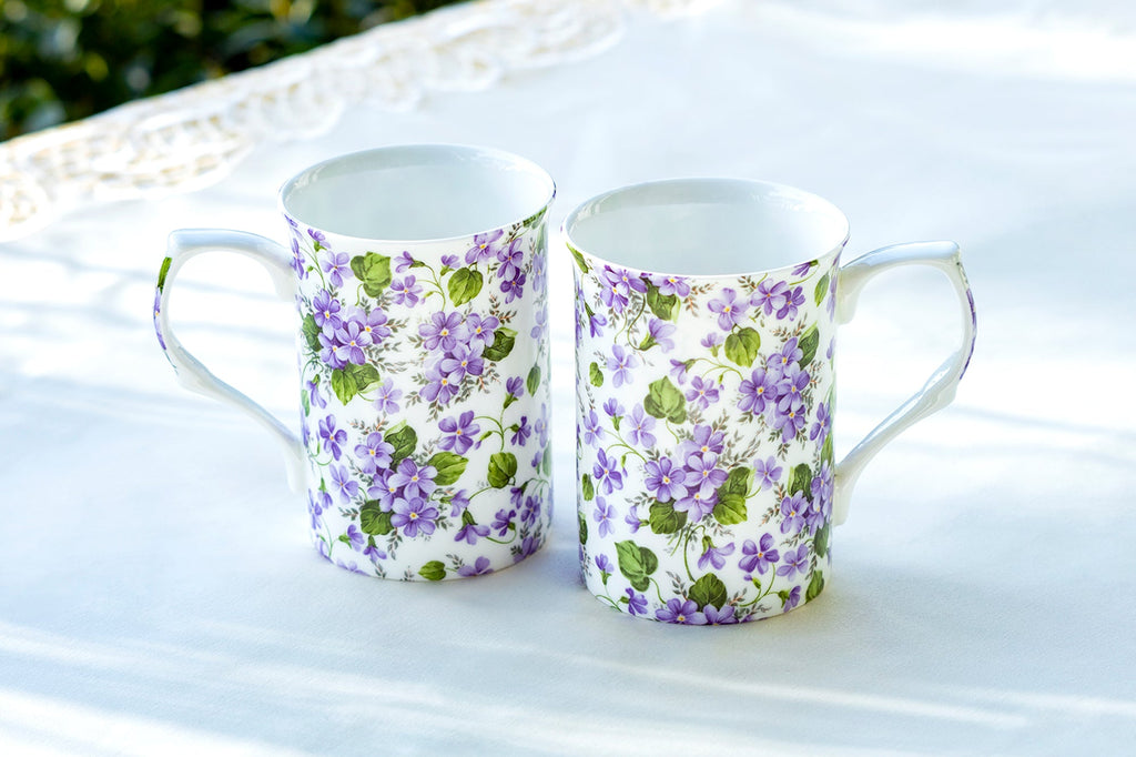 Violet Flower Bone China Mug
