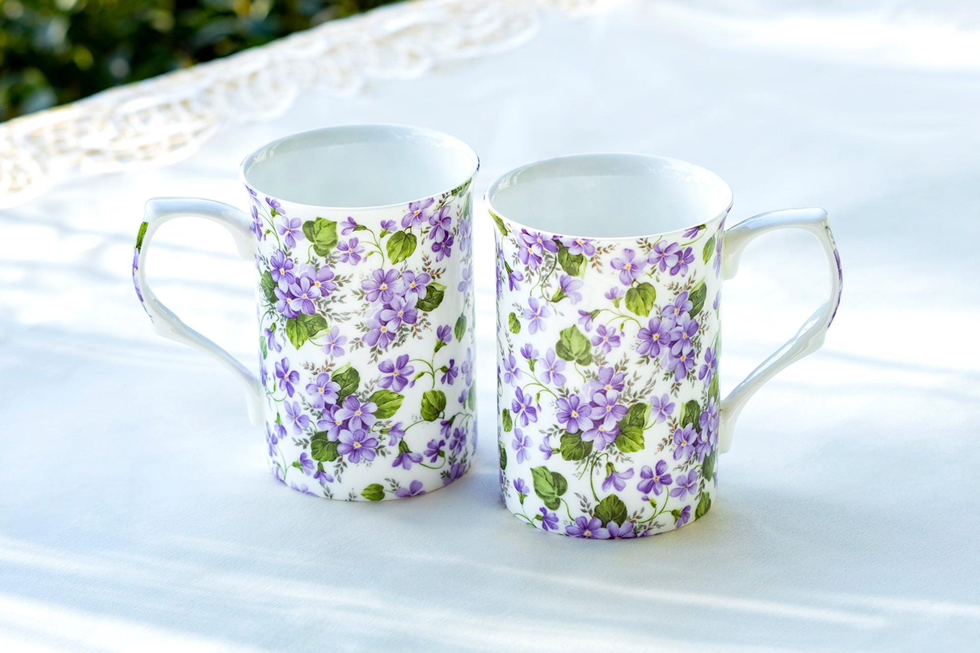 Violet Flower Bone China Mug