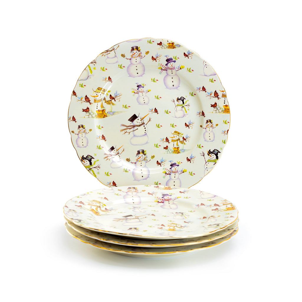 Holiday Snowmen Fine Porcelain Dessert Plate