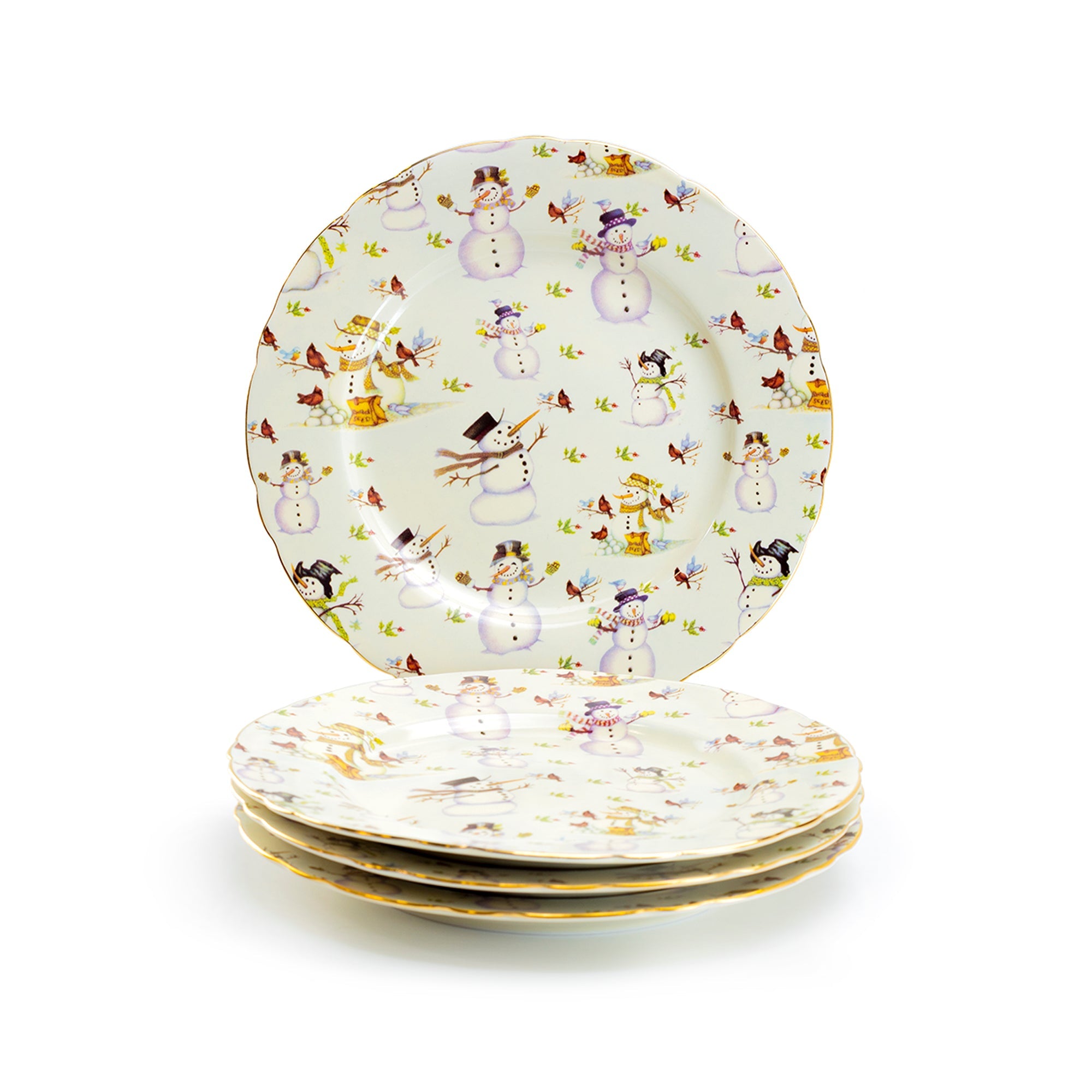 Holiday Snowmen Fine Porcelain Dessert Plate