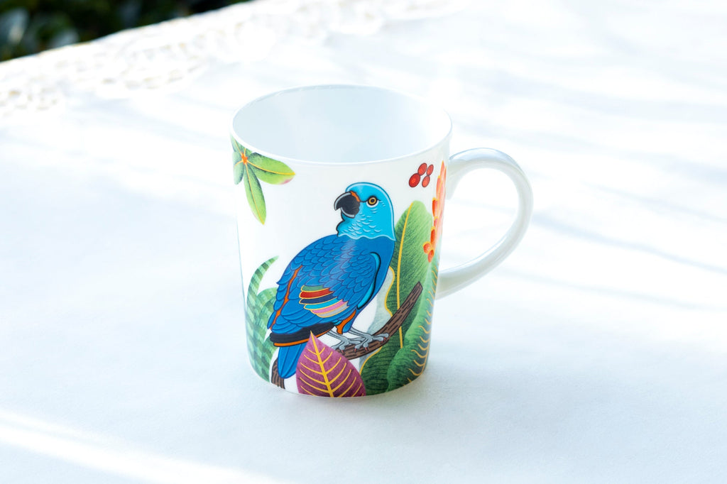 Tropical Birds Assorted Bone China Mug Set of 4