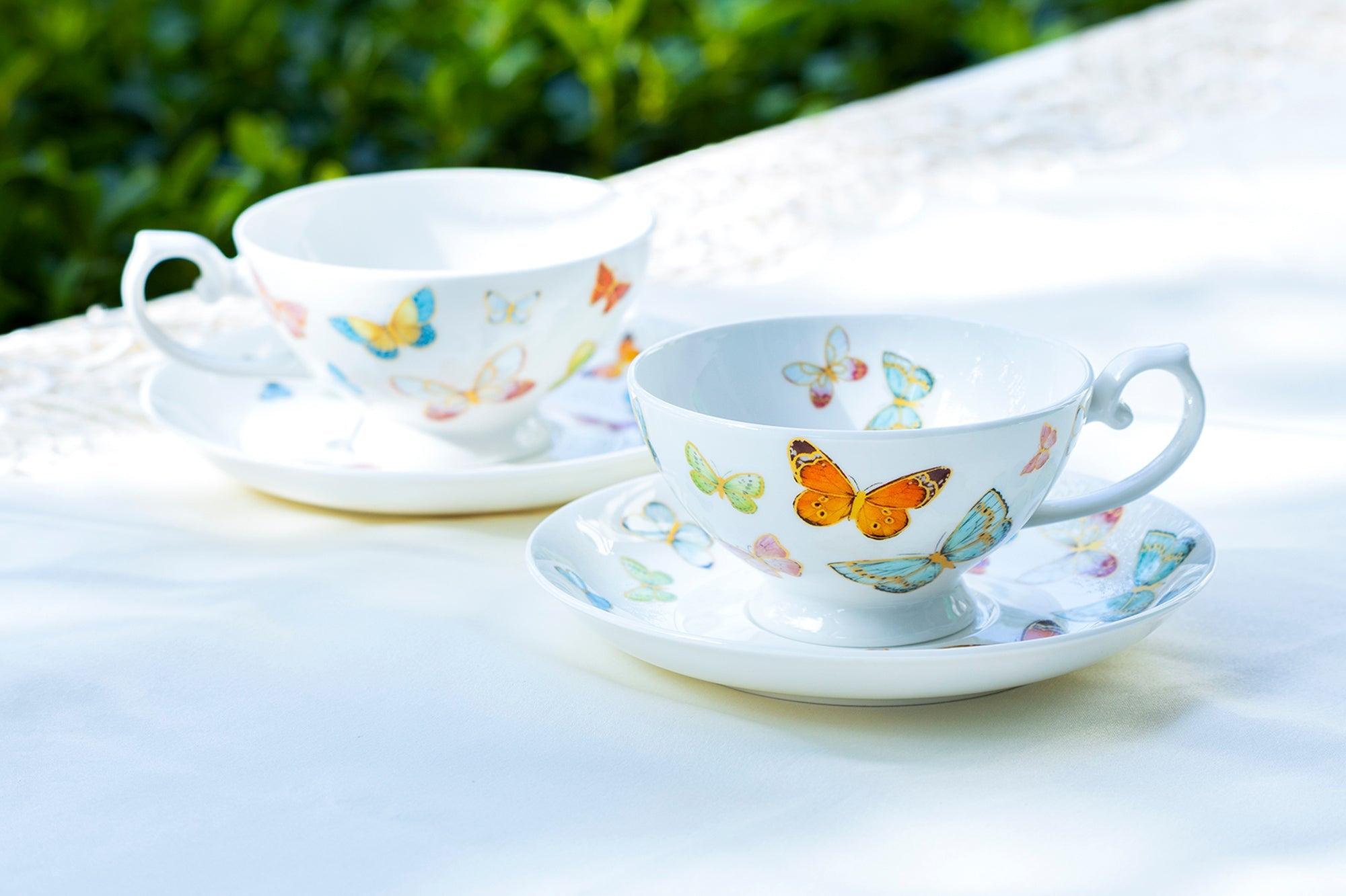 Spring Butterfly Bone China Tea Cup and Saucer