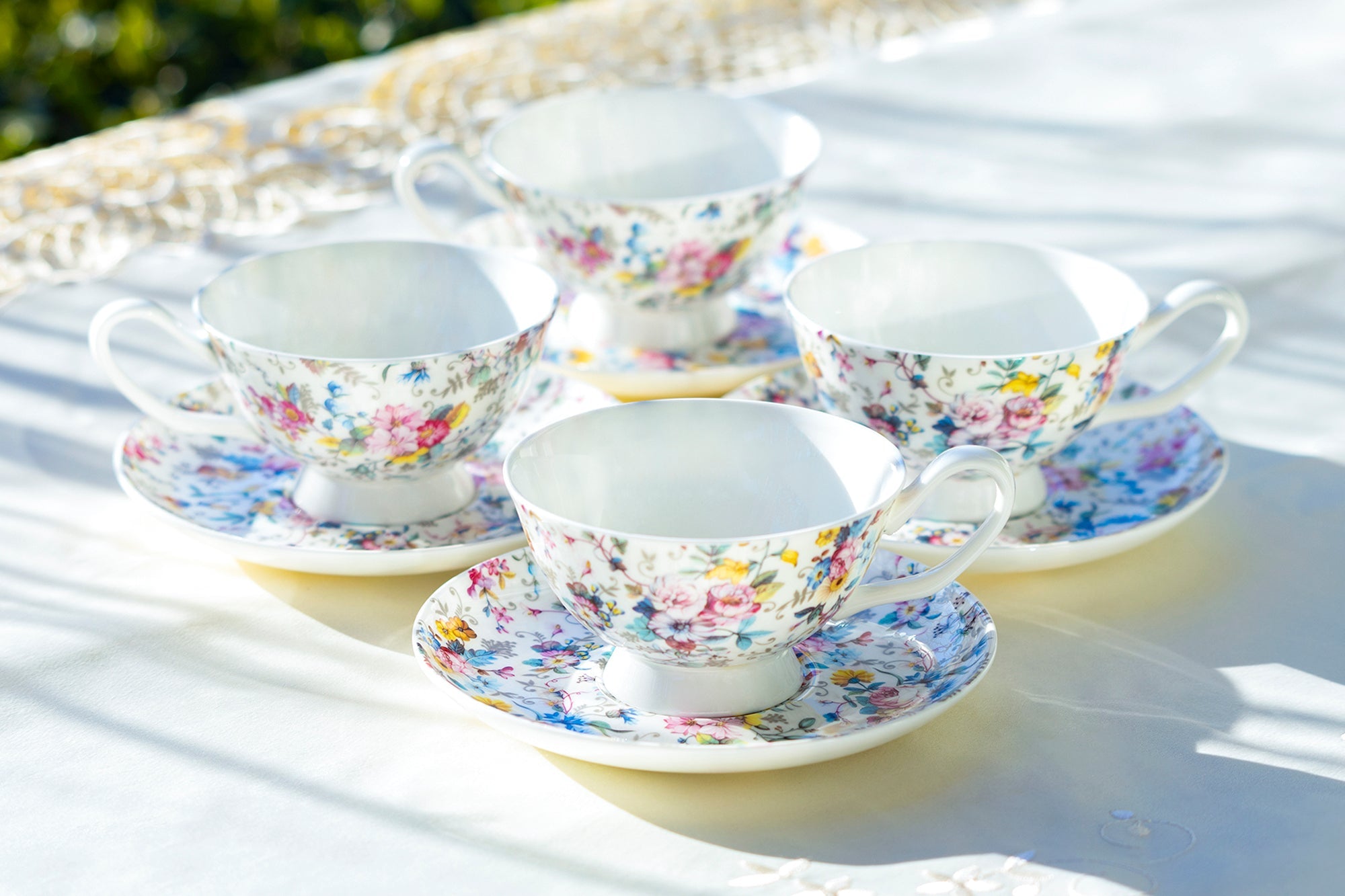 Victorian Petite Rose White Bone China Cup and Saucer