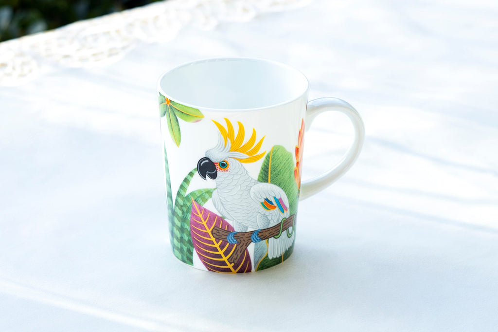 Tropical Birds Assorted Bone China Mug Set of 4