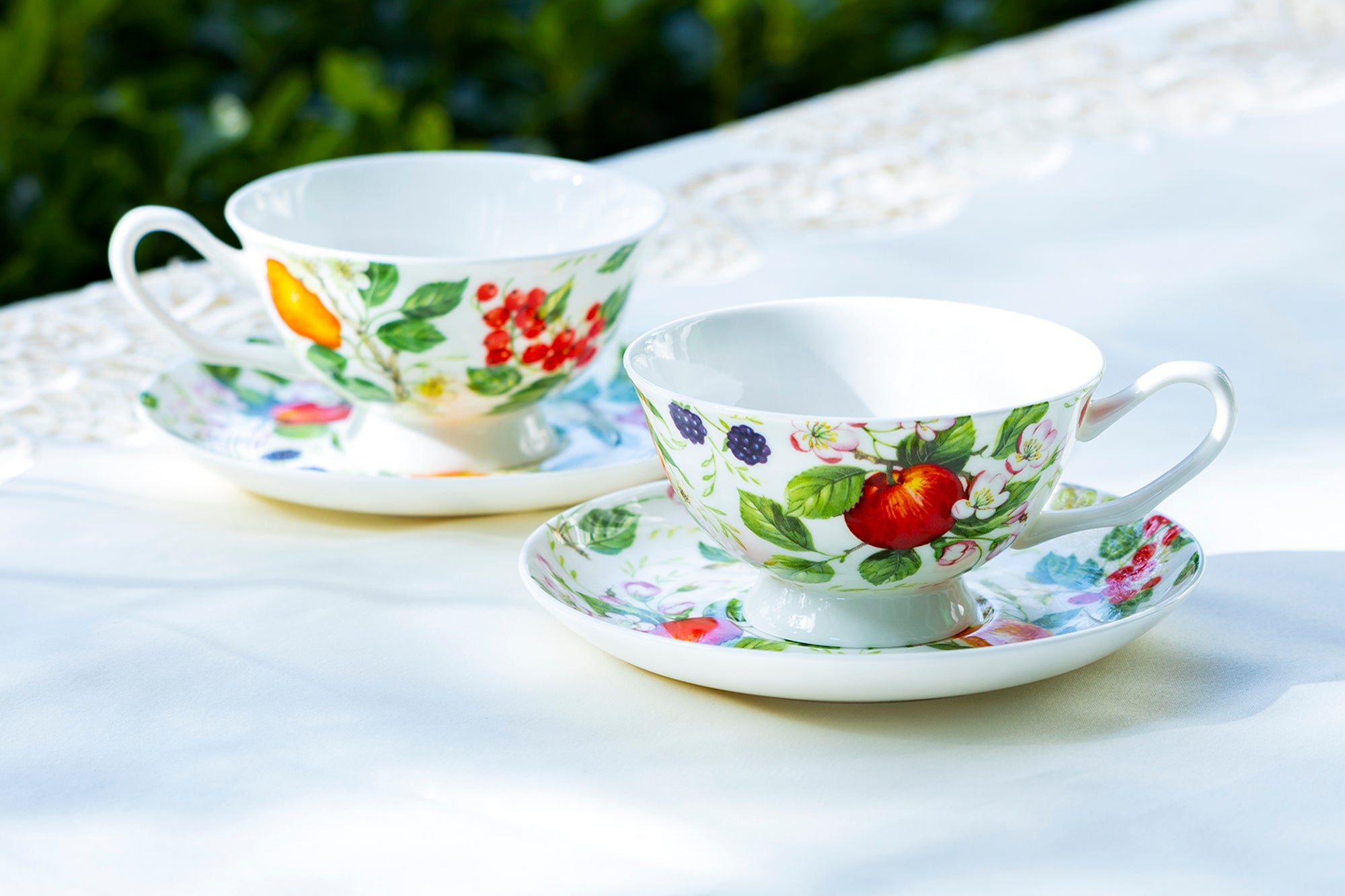 Fruits Garden Bone China Tea Cup and Saucer