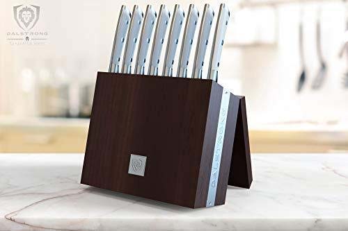 8-Piece Steak Knife Set | White ABS Handles with Storage Block | Gladiator Series | Knives NSF Certified | Dalstrong ©