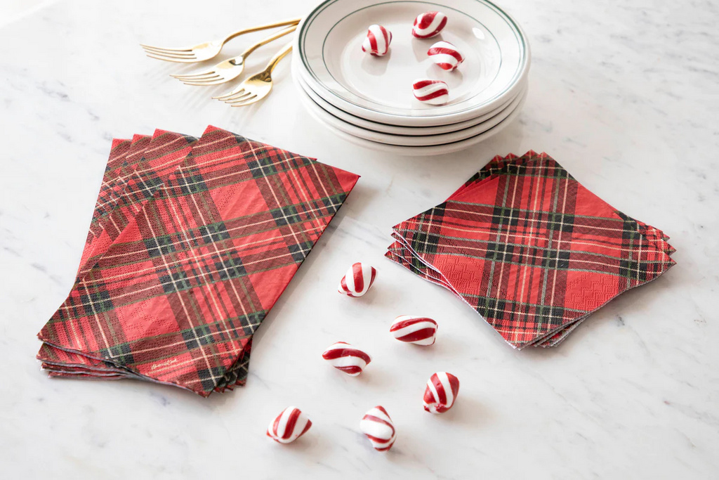 Hester and Cook Red Plaid Guest Napkin - pack of 16