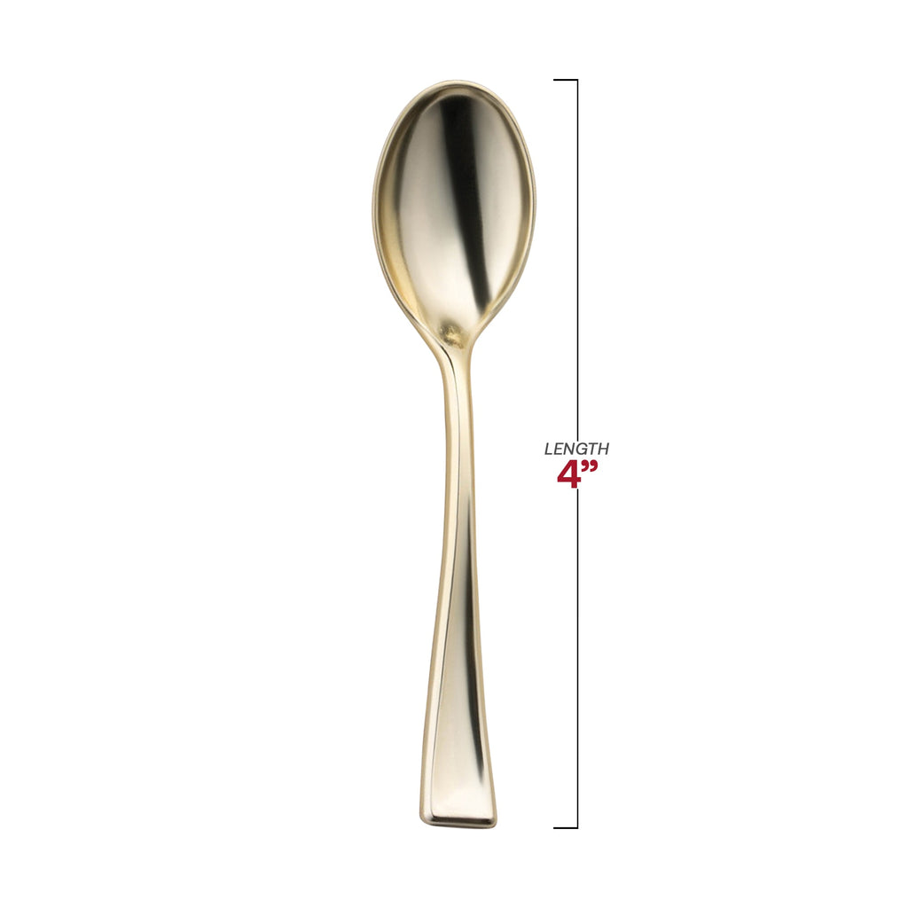 Shiny Metallic Gold Mini Plastic Disposable Tasting Spoons