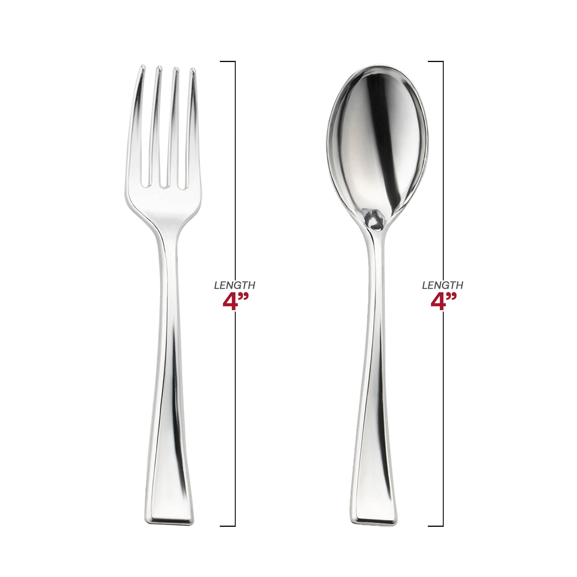Silver Dessert Disposable Plastic Mini Flatware Set