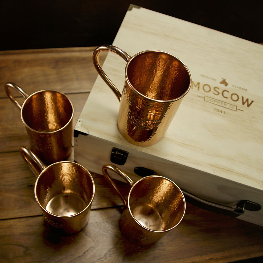 Set of Four Original Moscow Mule Mugs with Collector’s Box