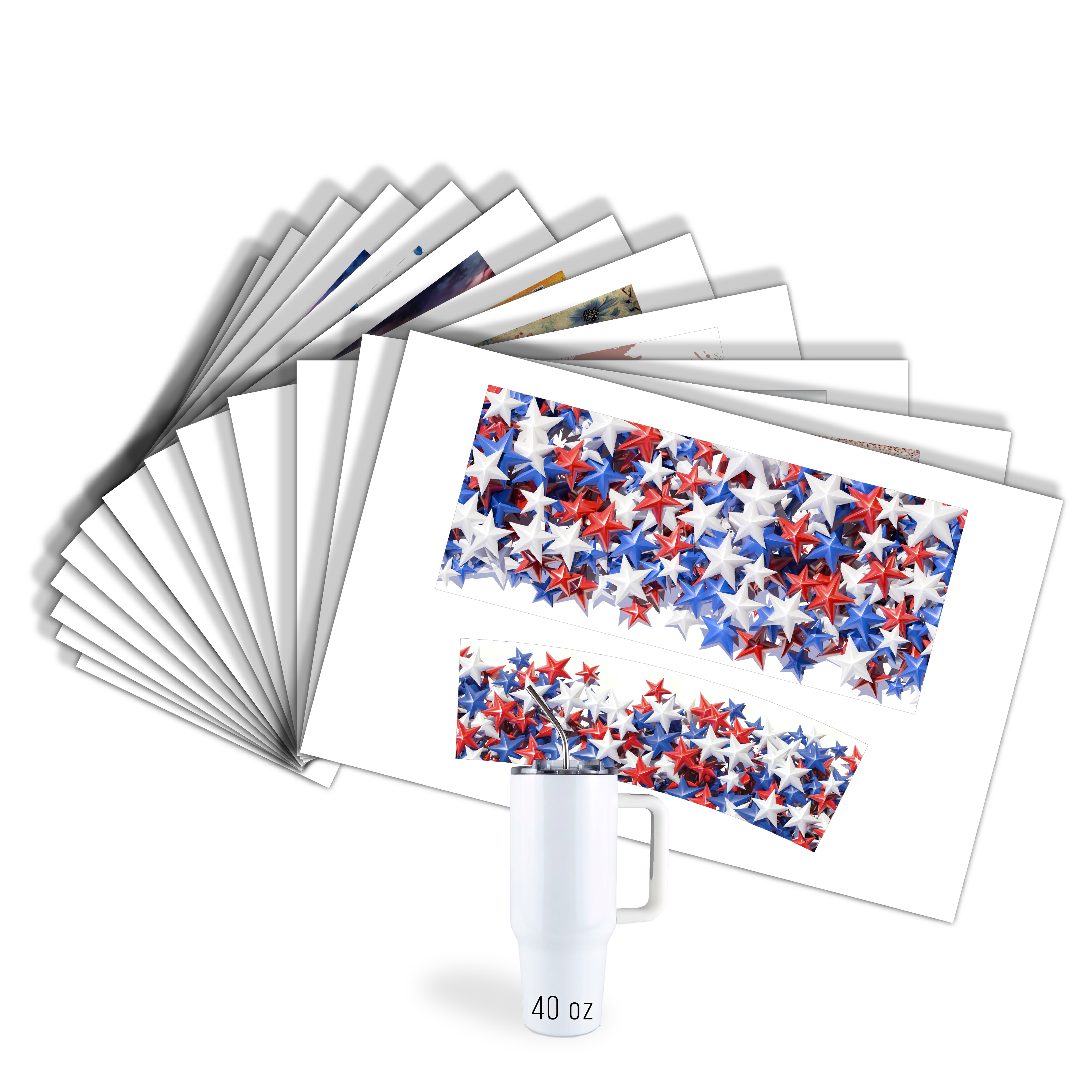 Assorted Ready to Press Sublimation Tumbler Prints (14 Pack) - Fourth of July