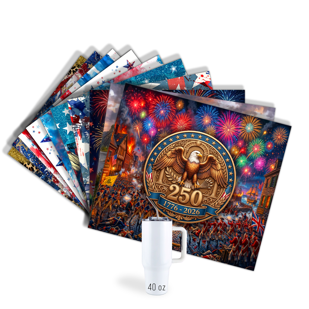 Assorted Ready to Press Sublimation Tumbler Prints (12 Pack) - America 250