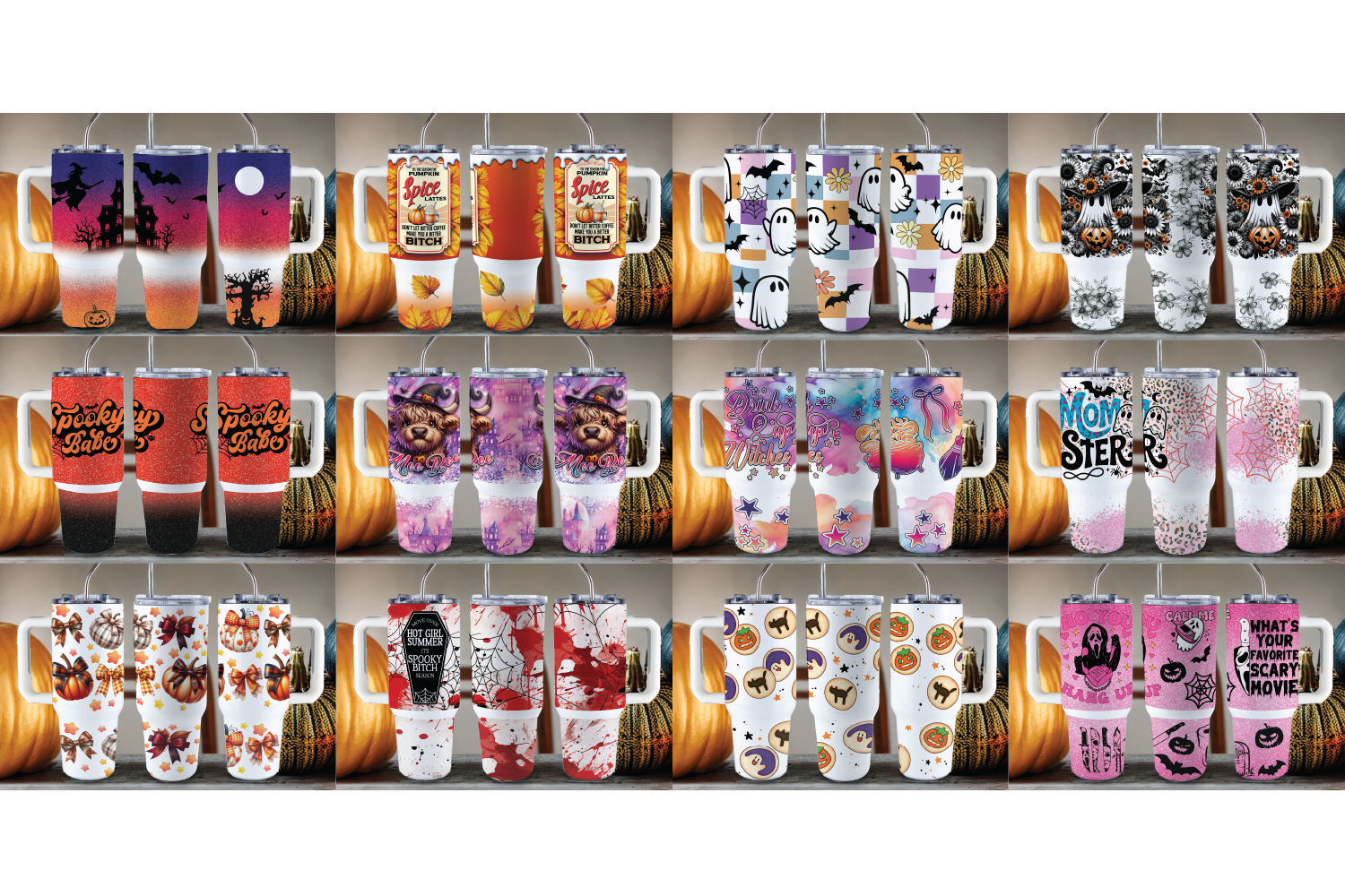 Assorted Ready to Press Sublimation Tumbler Prints (12 Pack) - Halloween 2