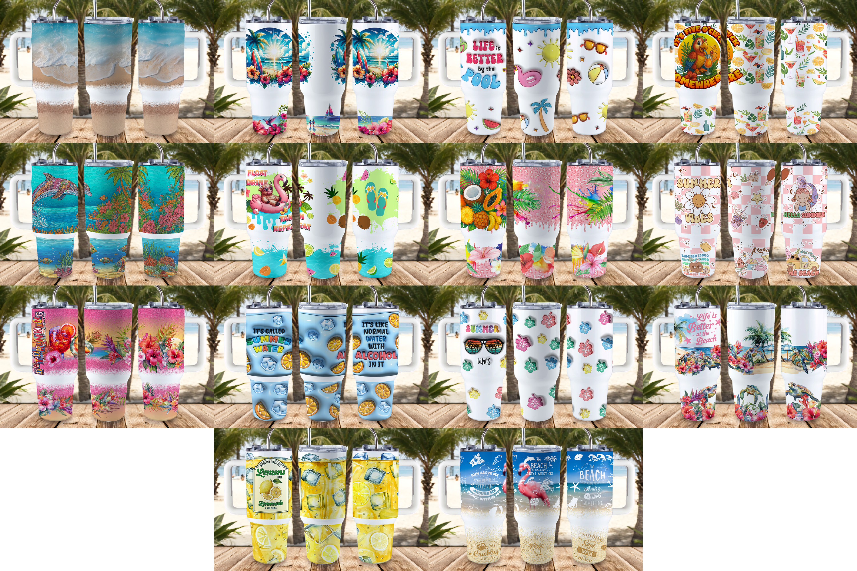 Digital Sublimation Designs - Summer Tumbler Wraps