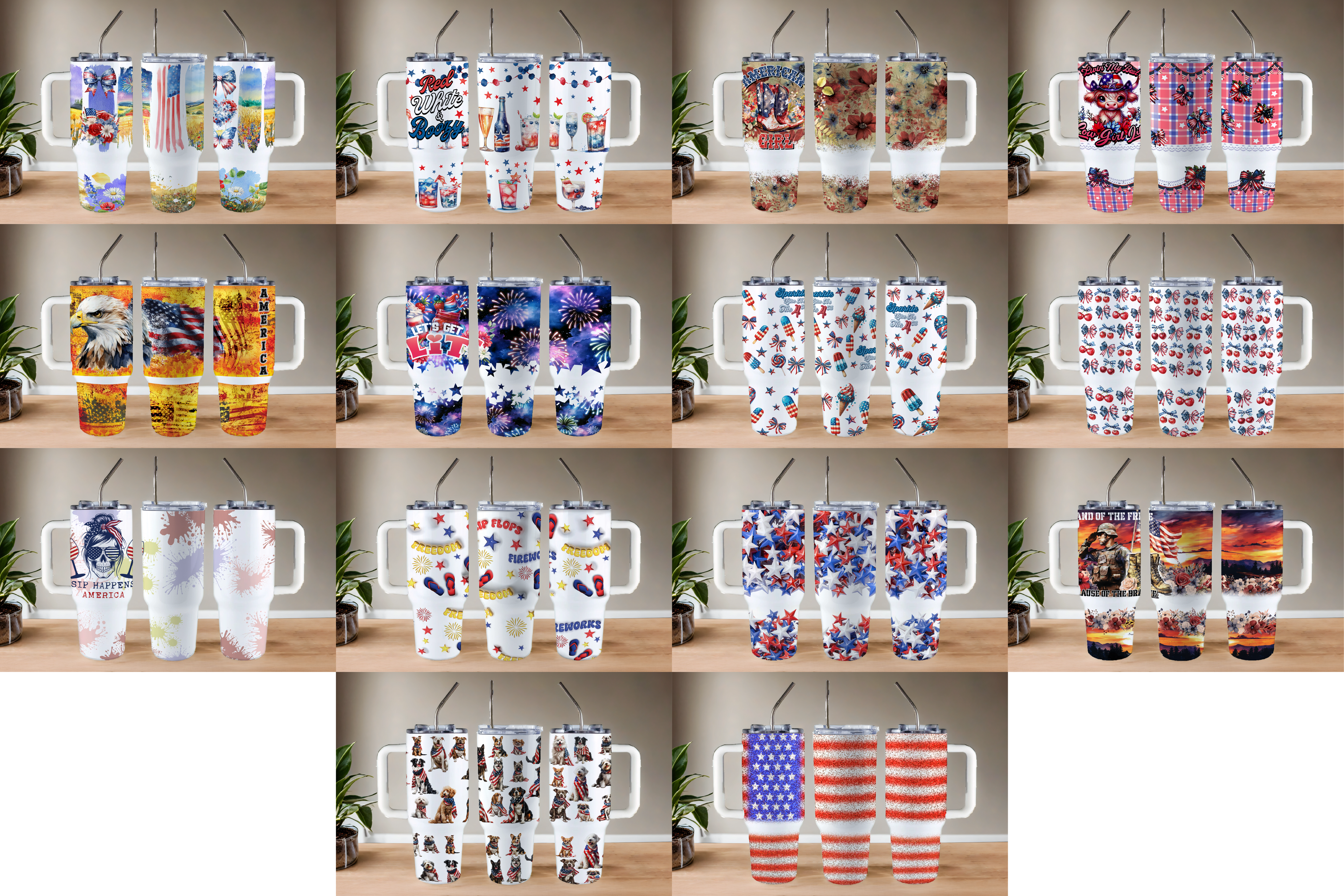 Digital Sublimation Designs - Fourth of July Tumbler Wraps