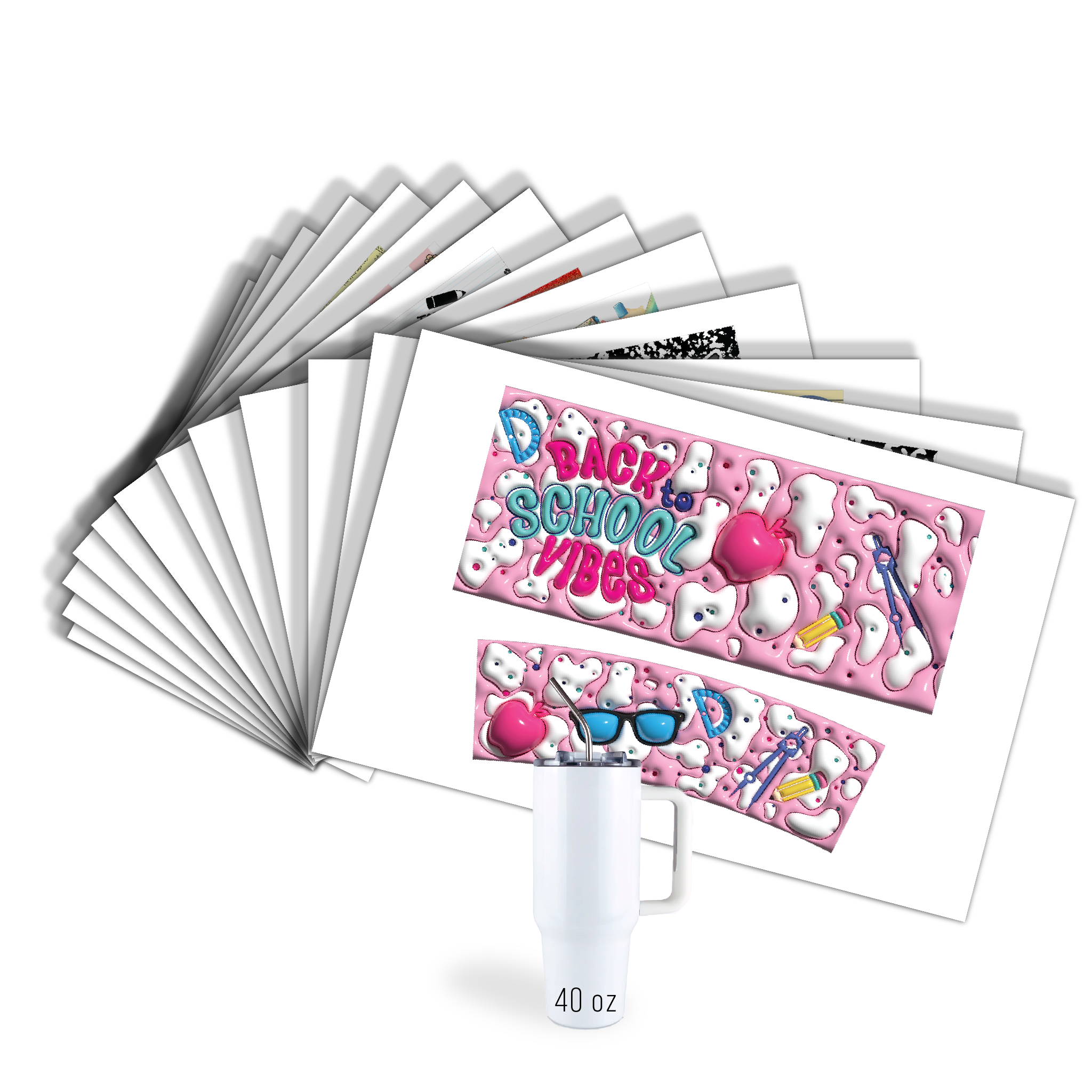 Assorted Ready to Press Sublimation Tumbler Prints (12 Pack) - Back to School Teachers