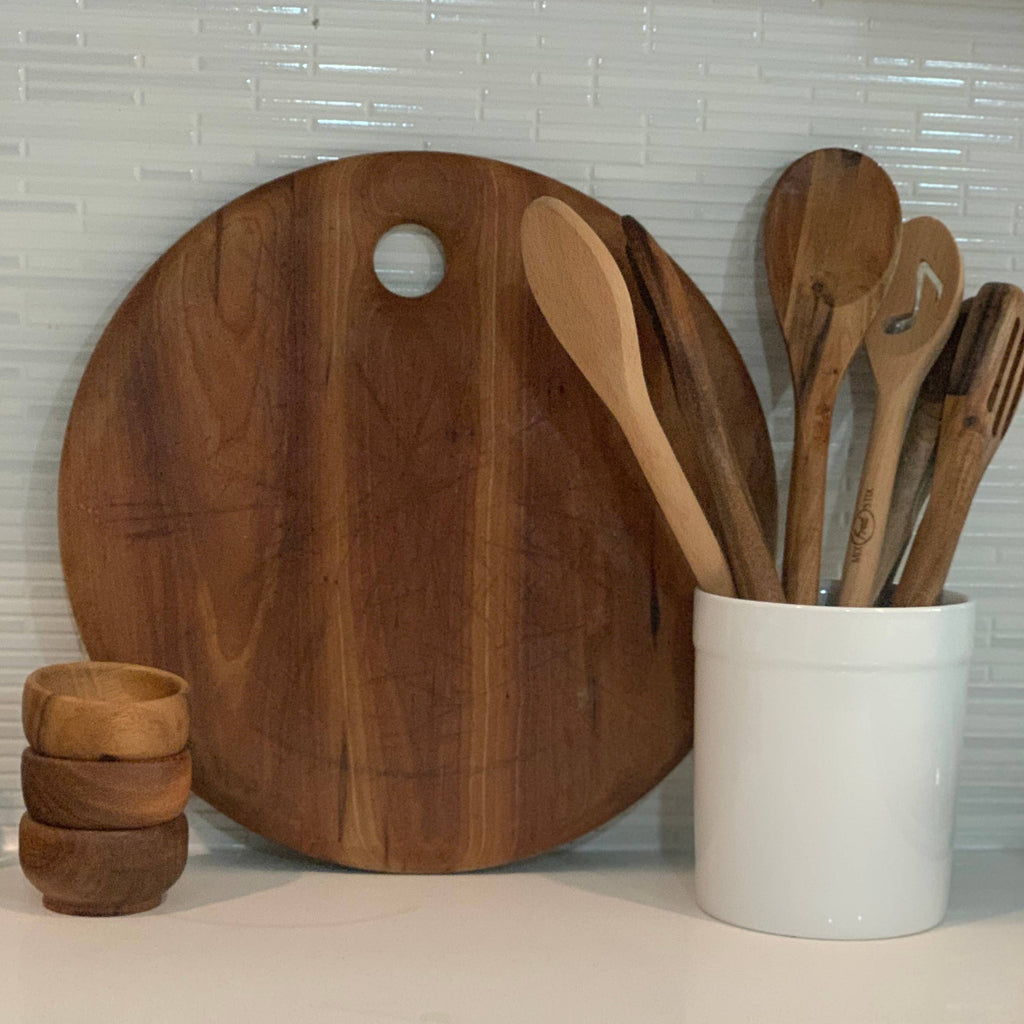 Stoneware Utensil Holder, White