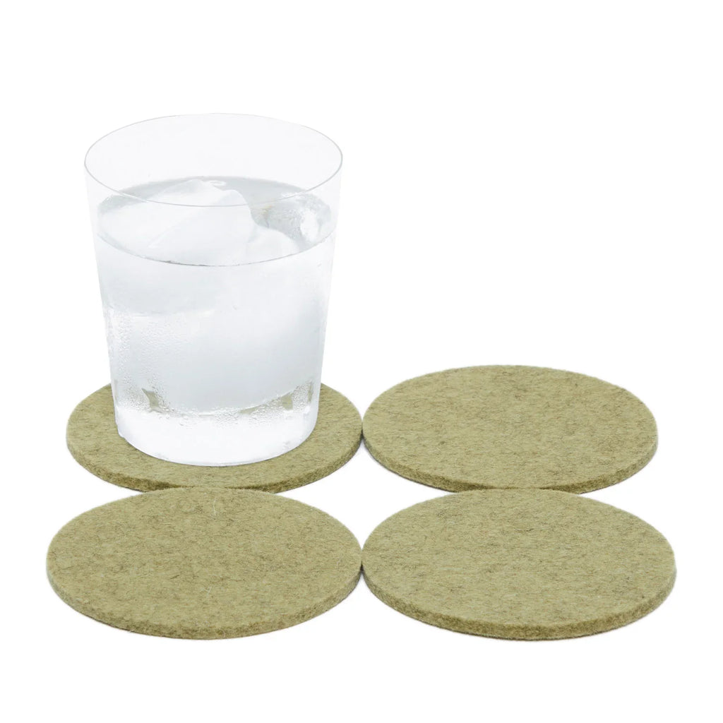 Bierfilzl Merino Wool Felt Round Coaster 4 Pack - Sage