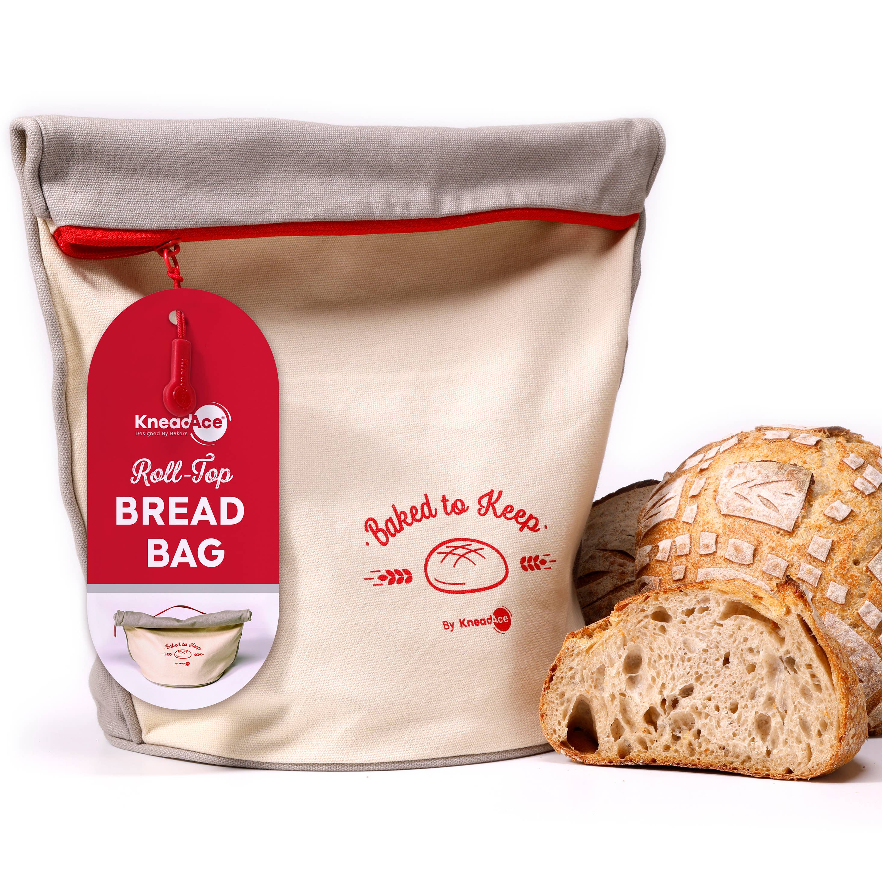 KneadAce Bread Bag: Beige / Off-White
