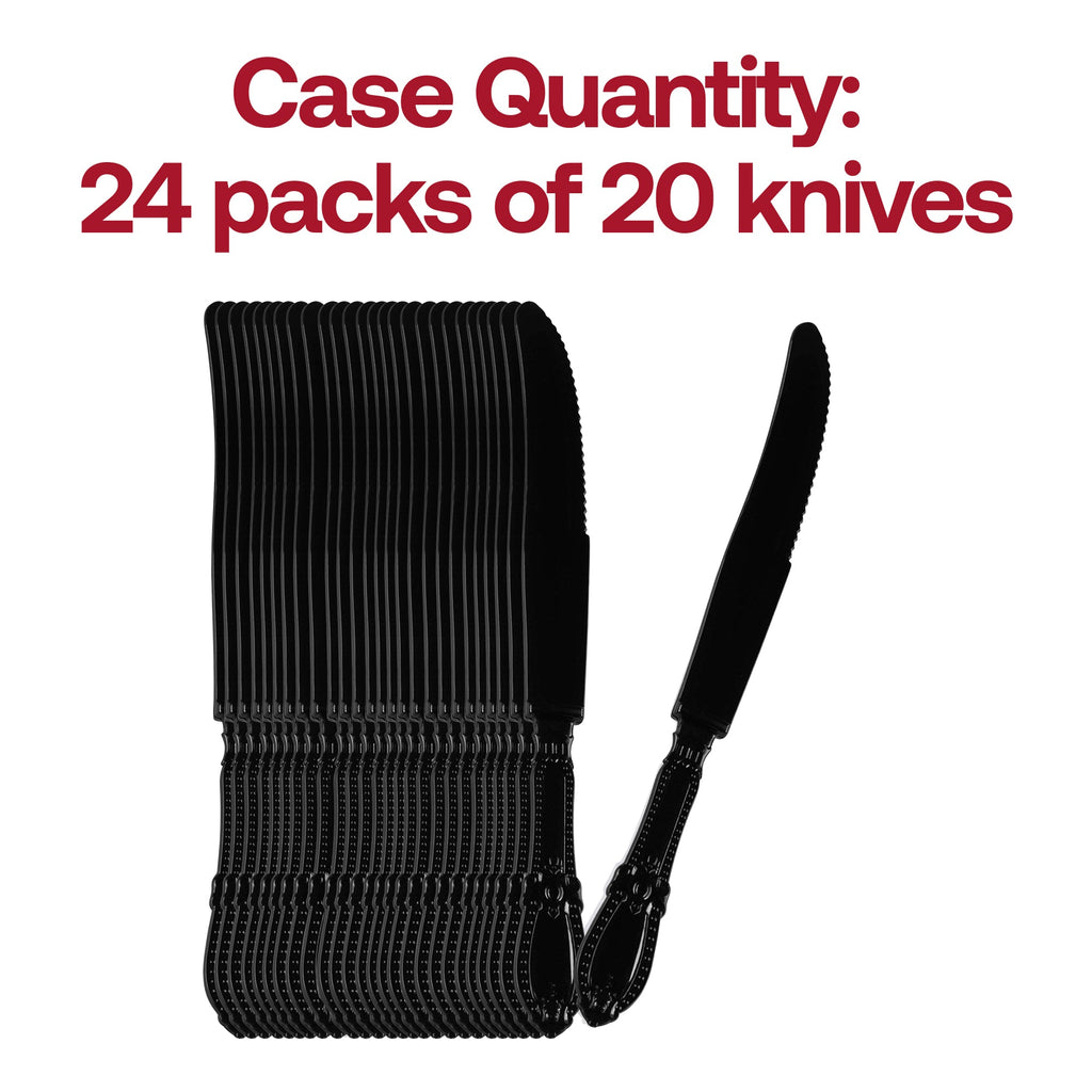 Black Baroque Disposable Plastic Dinner Knives