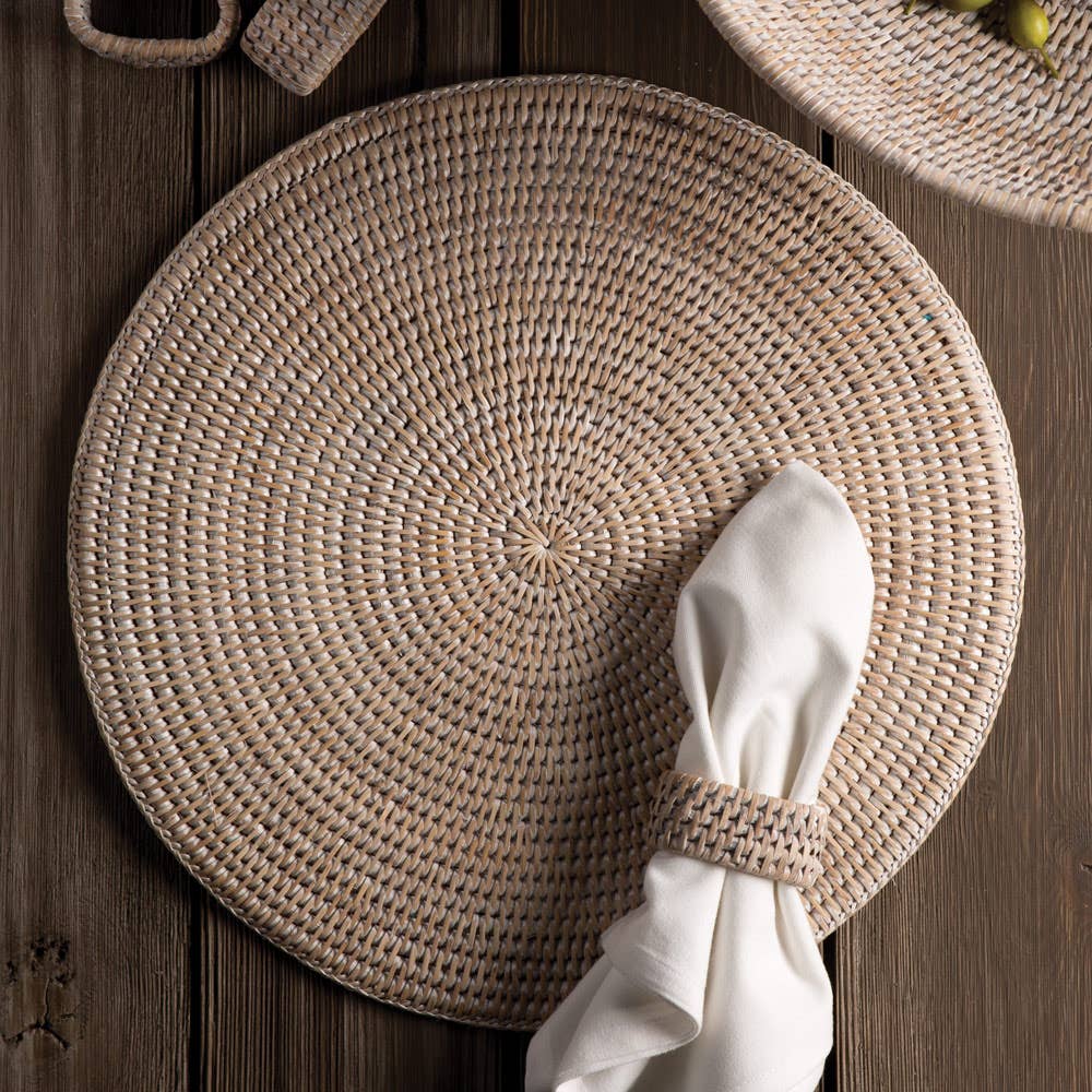 Burma Rattan Napkin Ring White
