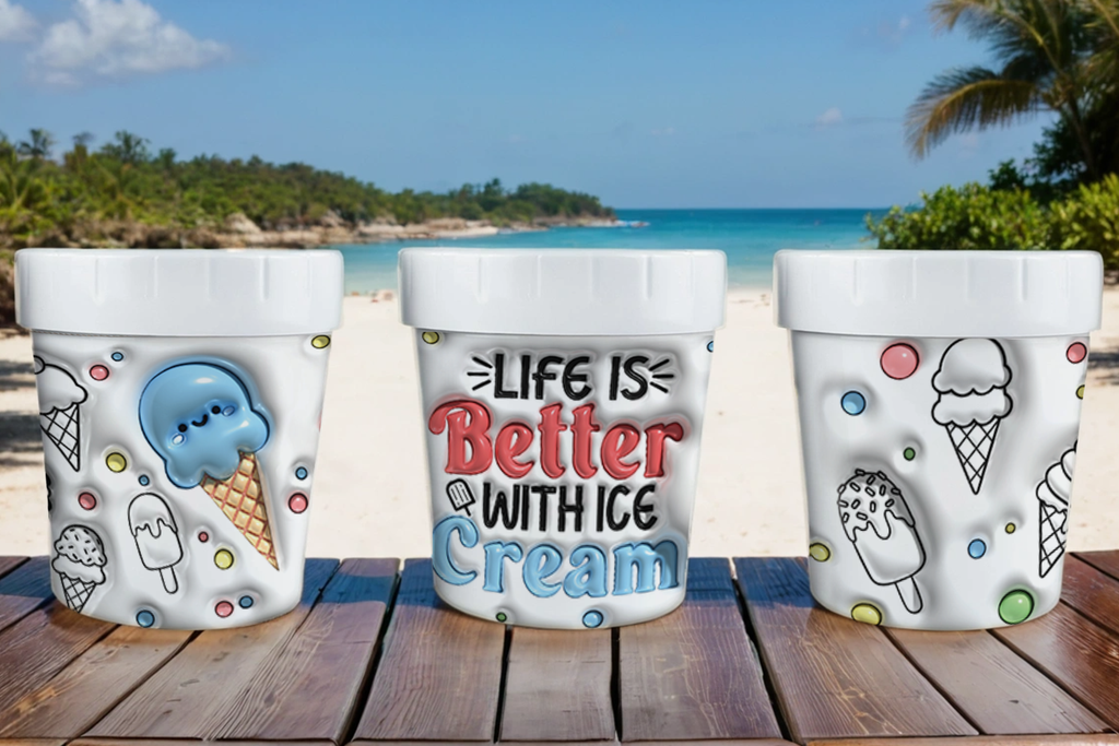 Assorted Ready to Press Sublimation - Ice Cream Container