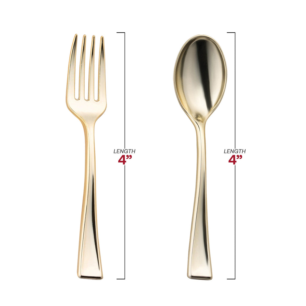 Gold Disposable Plastic Mini Flatware Set