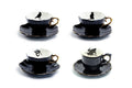 4 Assorted Halloween Tea Cup and Saucer Sets - Raven, Cat, Snake, Witch