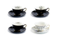 4 Assorted Halloween Tea Cup and Saucer Sets - Ouija, Crystal Ball, Skull, Spider