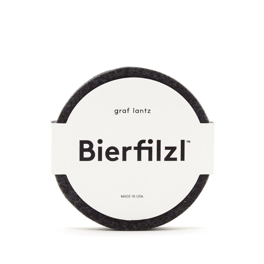 Charcoal: Bierfilzl Merino Wool Felt Round Coaster Solid 4 Pack