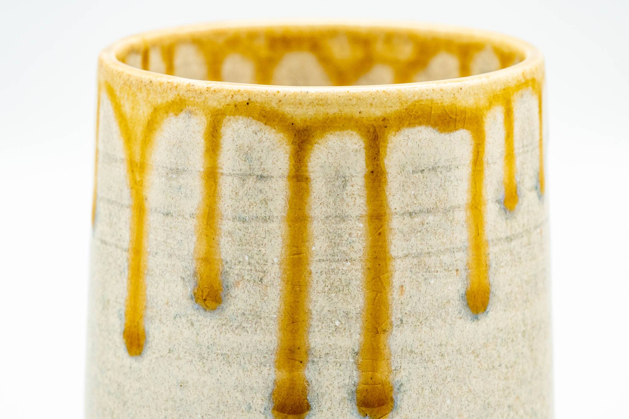 Japanese Teacup - Beige Yellow Drip-Glazed Yunomi - 150ml