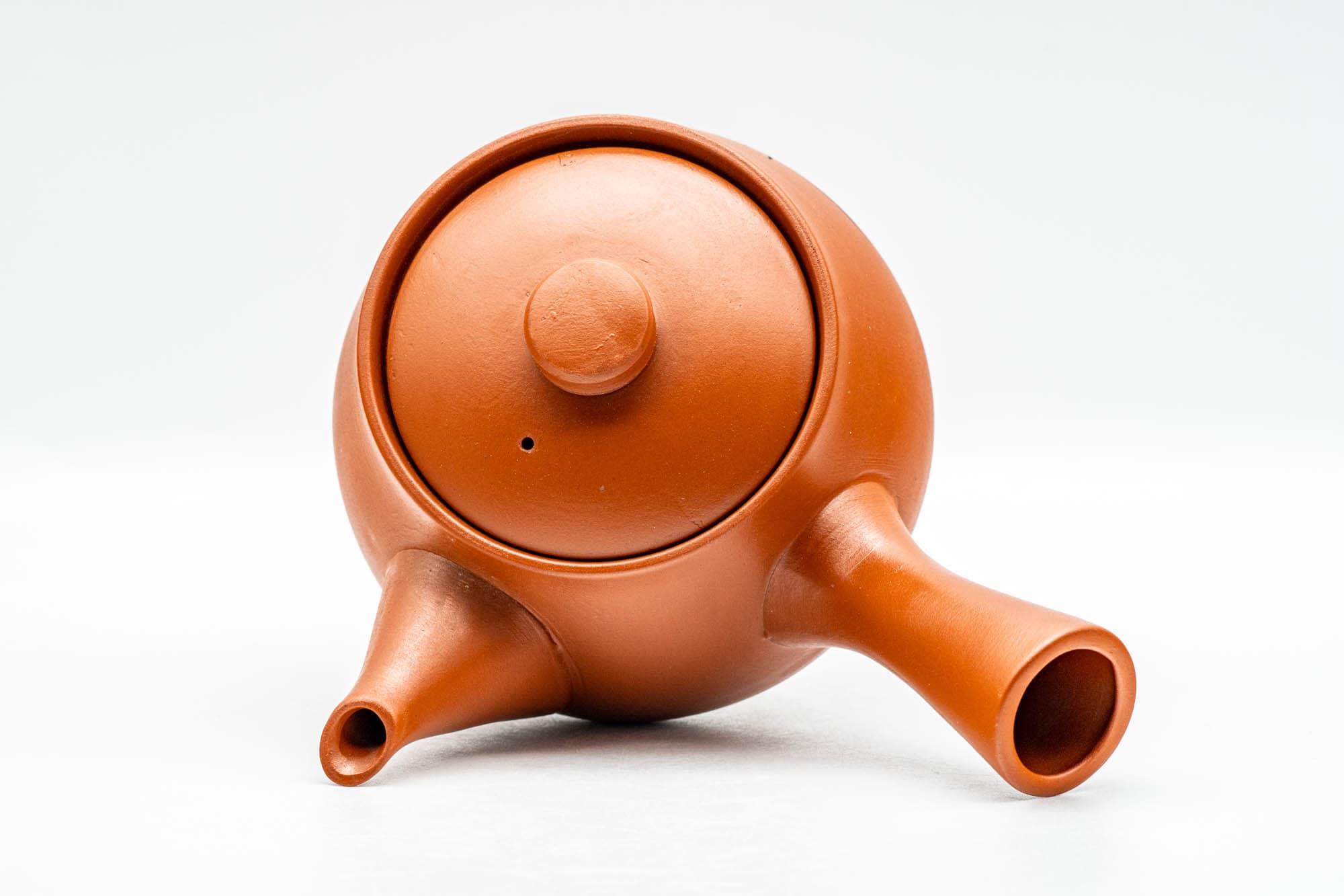 Japanese Kyusu - Bamboo Engraved Red Shudei Tokoname-yaki Ceramic Filter Teapot - 315ml