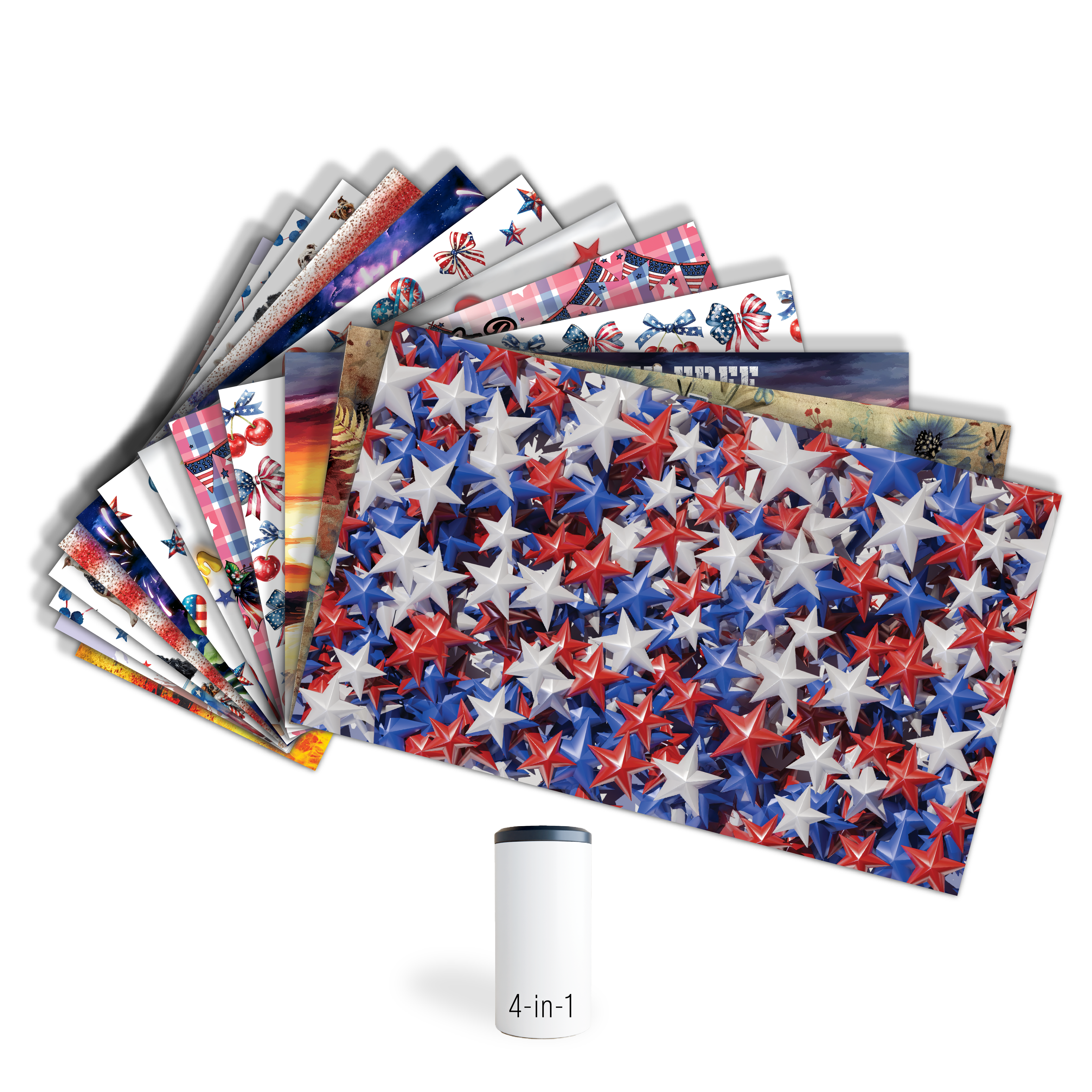 Assorted Ready to Press Sublimation Tumbler Prints (14 Pack) - Fourth of July