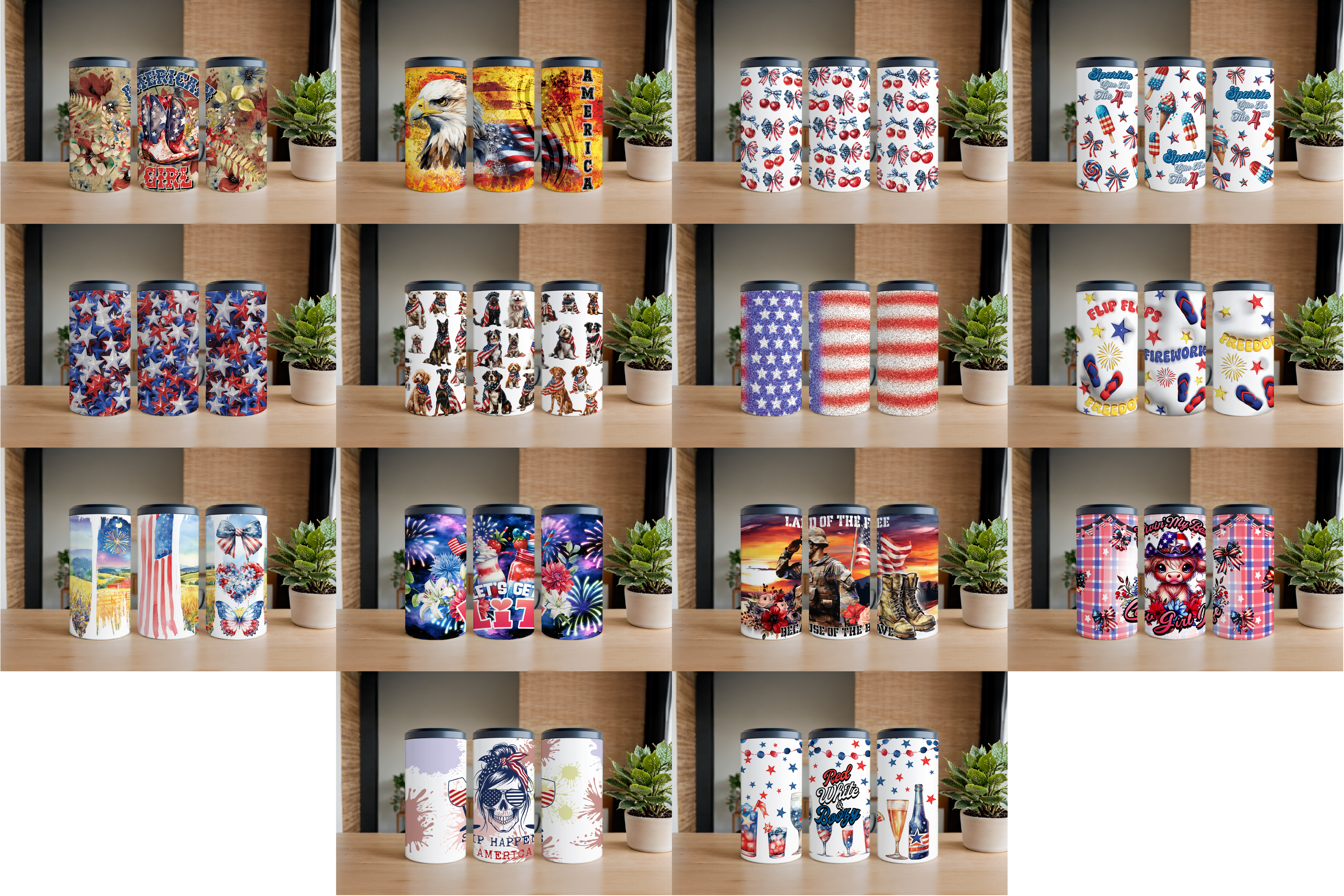 Assorted Ready to Press Sublimation Tumbler Prints (14 Pack) - Fourth of July