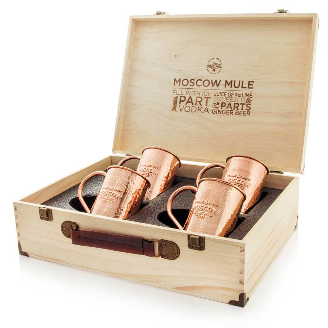 Set of Four Original Moscow Mule Mugs with Collector’s Box