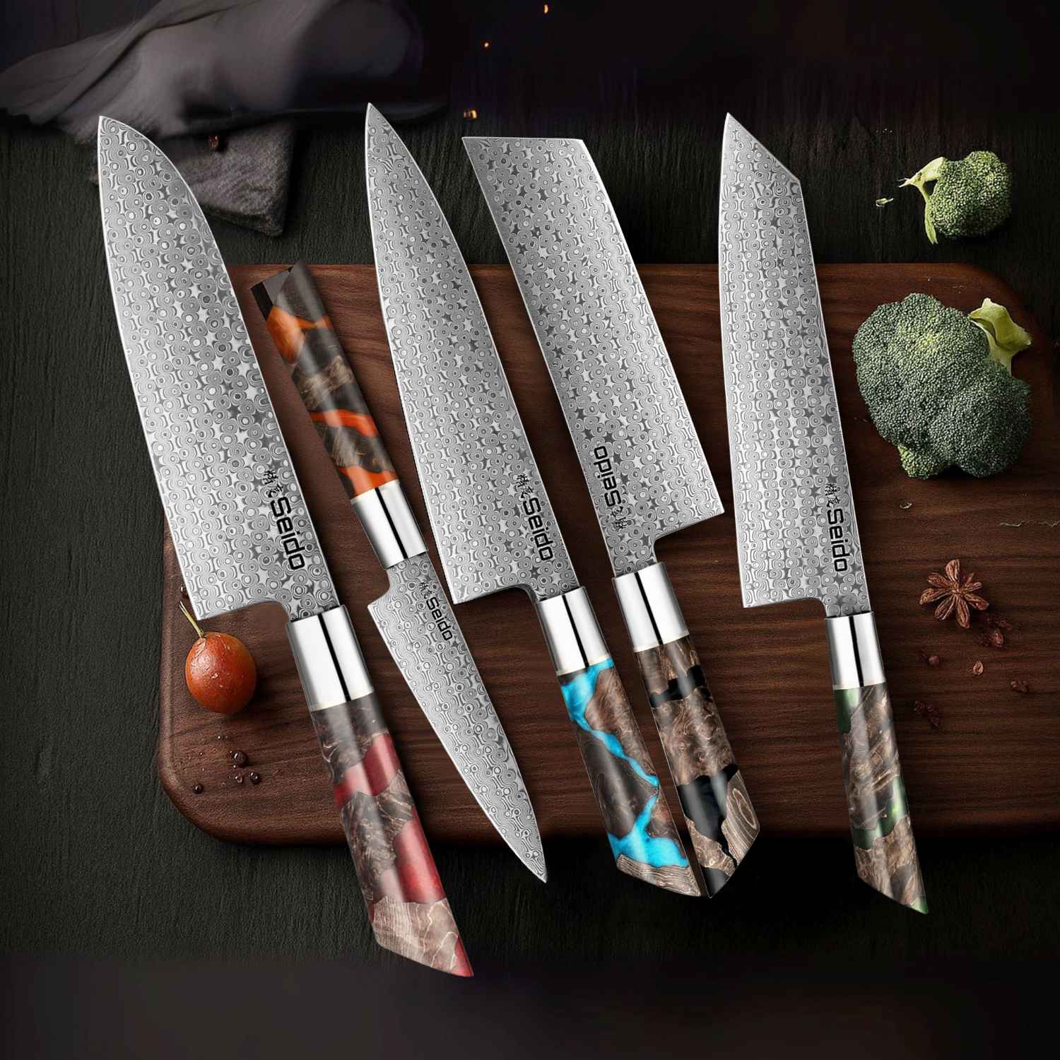 Shinko 5-piece 110 layer Damascus Knife Set