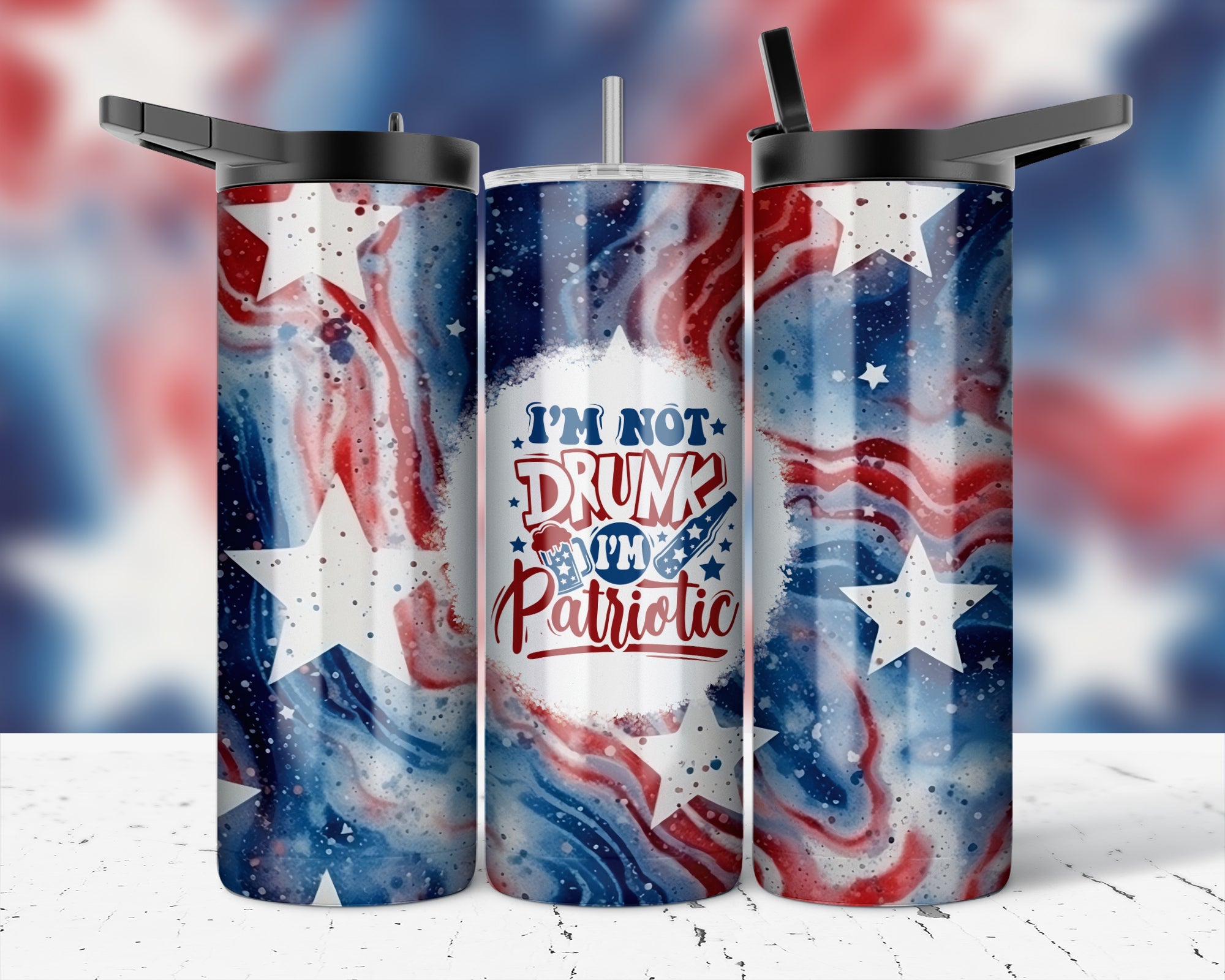Assorted Ready to Press Sublimation Prints for 20oz Straight Skinny Tumblers (10 Pack) - Patriotic