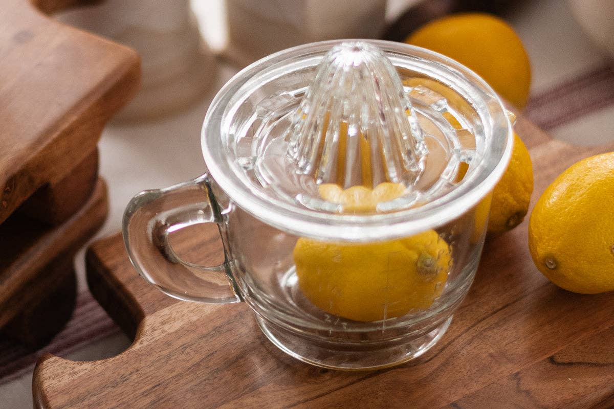 Bistro Glass Citrus Hand Press Juicer with Measuring Cup