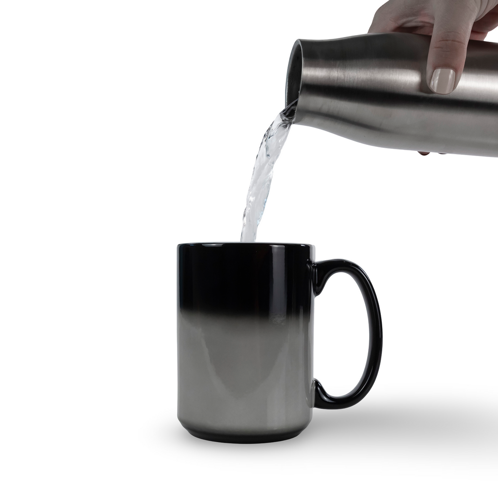 15oz Sublimatable Ceramic Heat Changing Coffee Mug - Black
