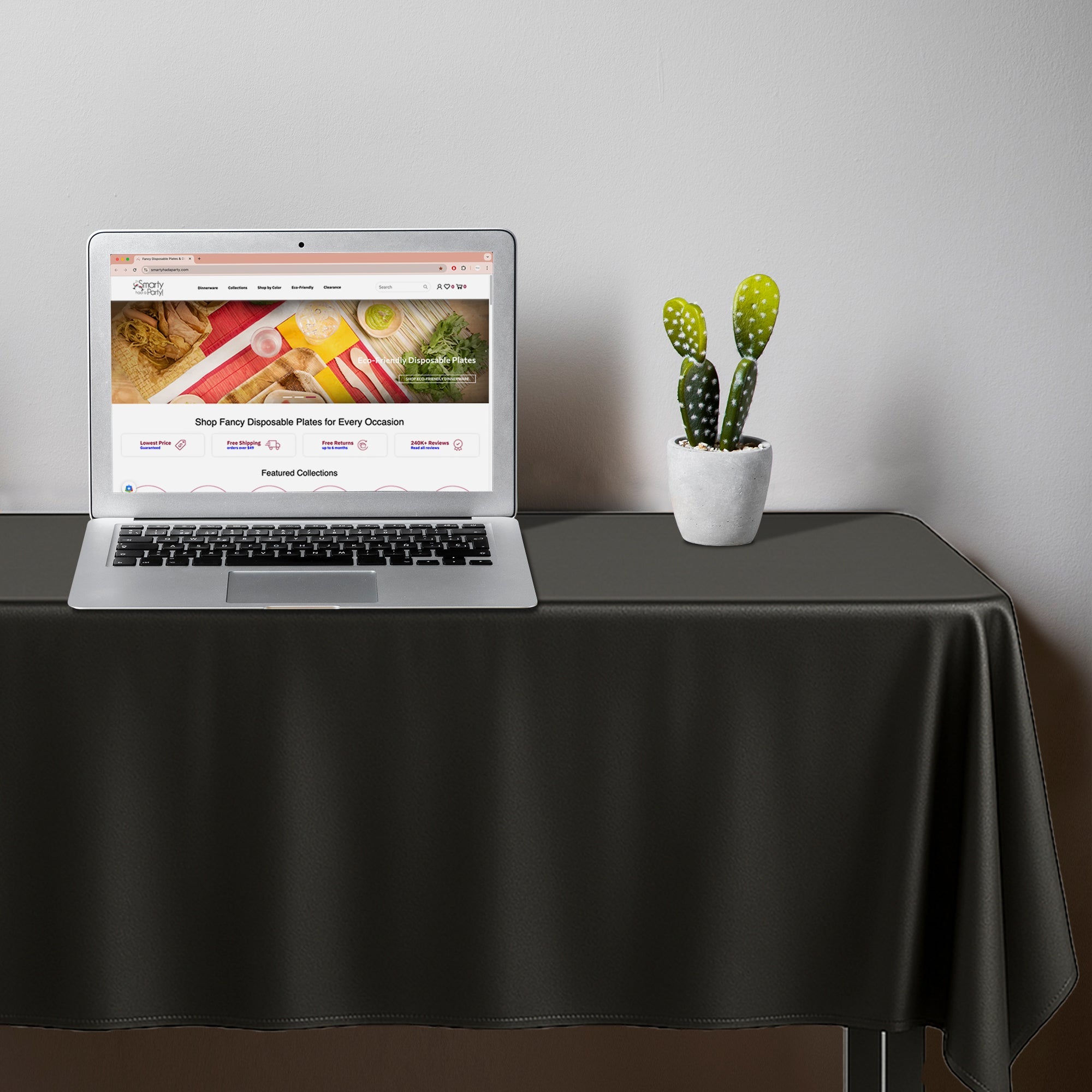 Black Rectangular Disposable Plastic Tablecloths (54" x 108")