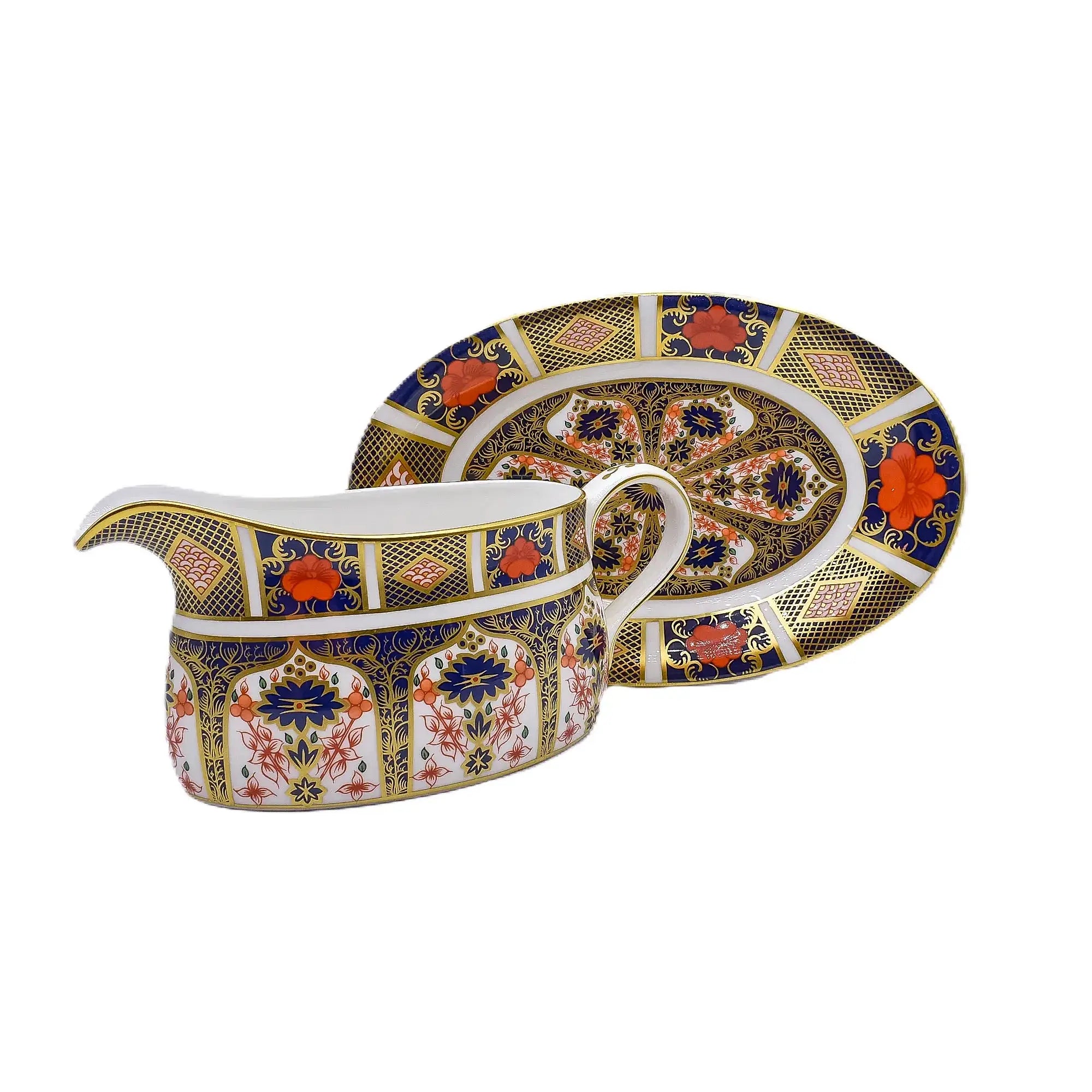 Royal Crown Derby Imari 1128 Gravy Sauce Boat & Stand