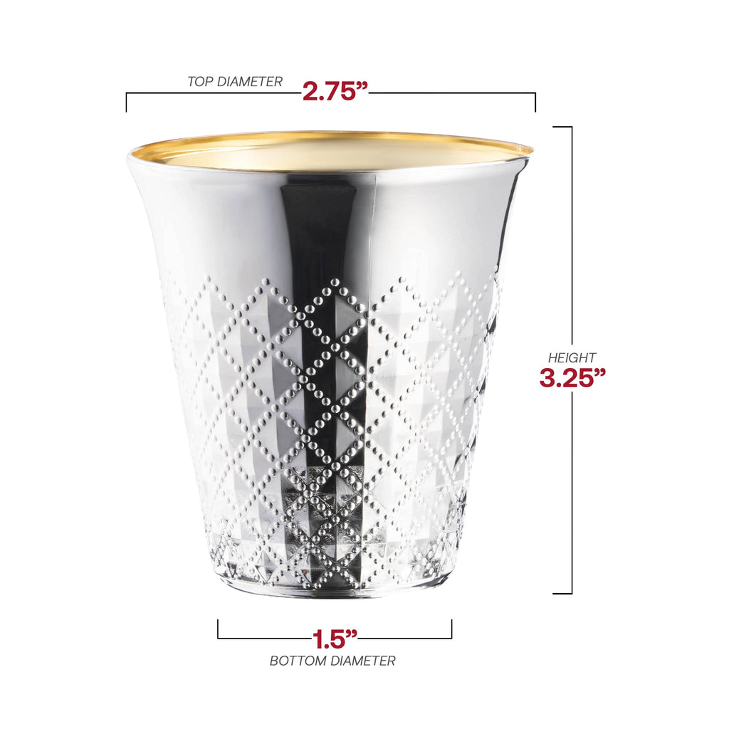 Shiny Metallic Aluminum Silver Round Plastic Kiddush Cups (5 oz. )