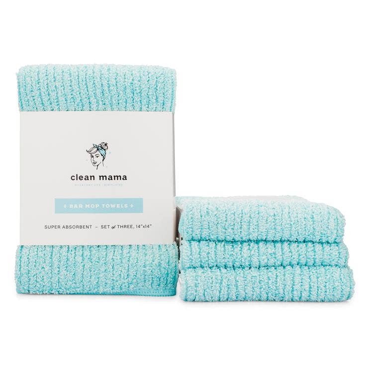 Clean Mama Premium Bar Mop Towels - Set of 3: Aqua