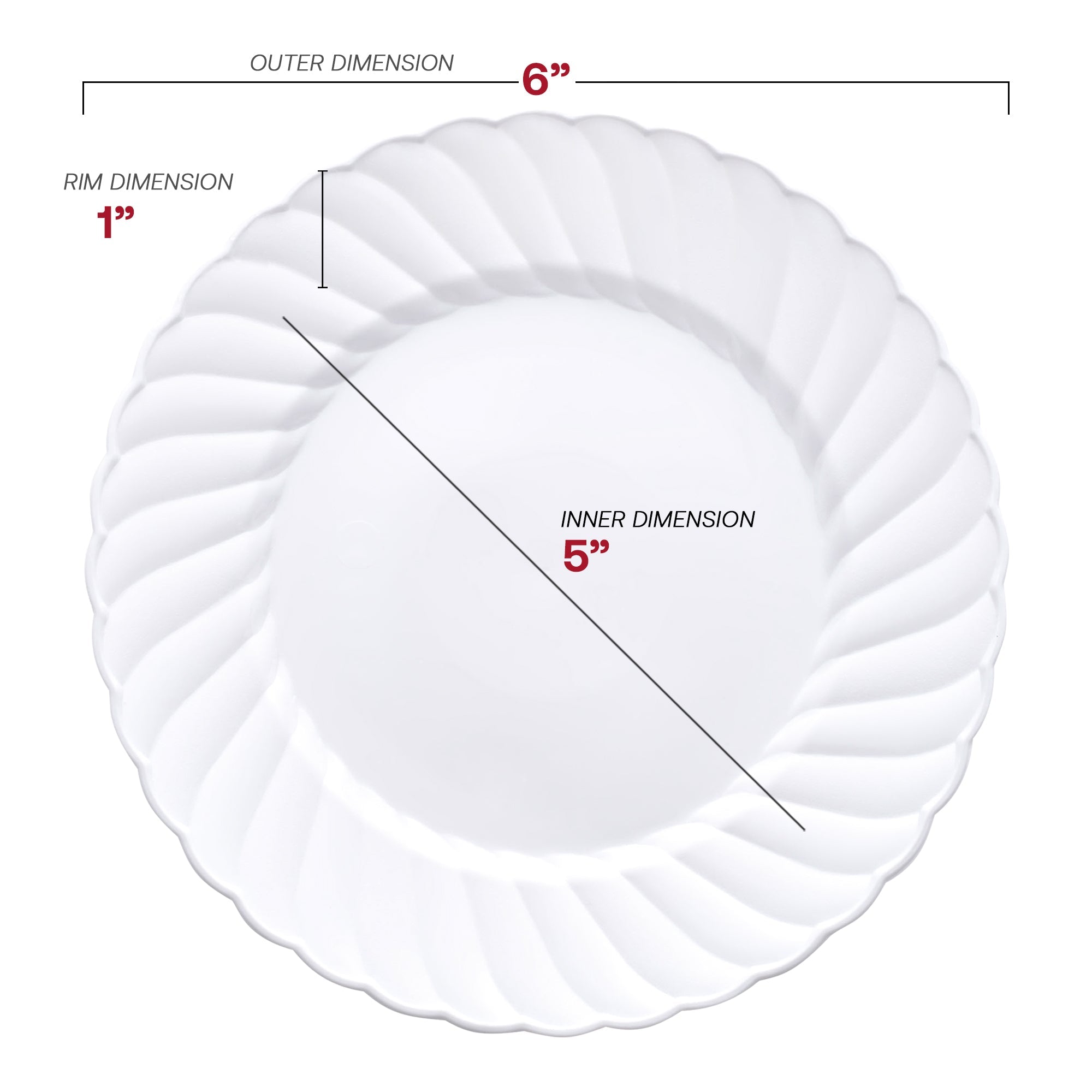 White Flair Plastic Pastry Plates (6")