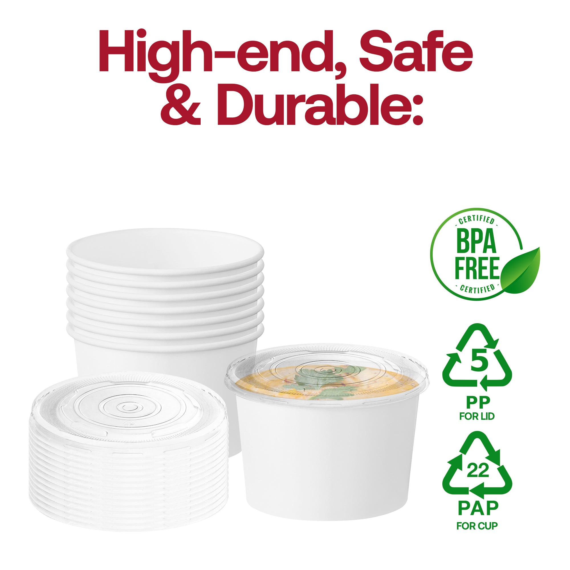 12 oz Squat Paper Soup Cups with Lids