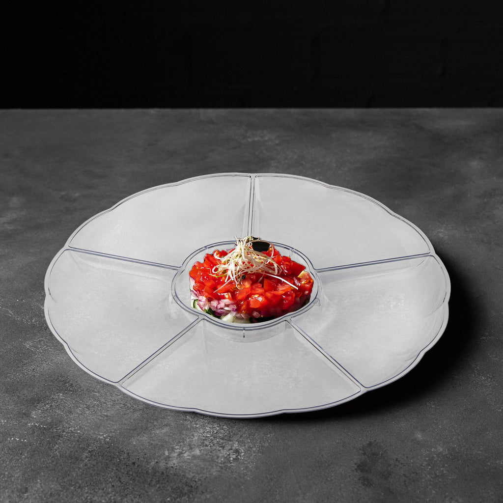 Clear Big 6-Partition Round Disposable Plastic Trays